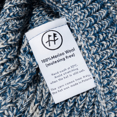 Czapka beanie Hansa Wear z wełny merino kolor MORSKI i BEŻ