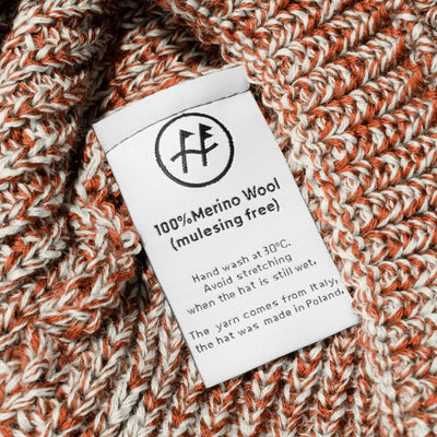 Czapka beanie Hansa Wear z wełny merino kolor MELANŻ BEŻ i MIEDŹ