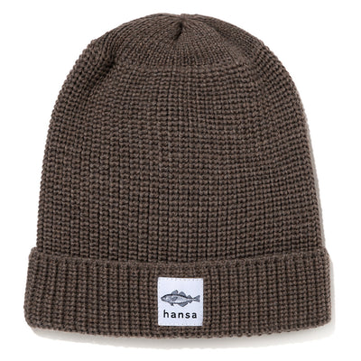 Czapka big fish beanie (XL) Hansa Wear z wełny merino  SZAROBRĄZOWA - TAUPE