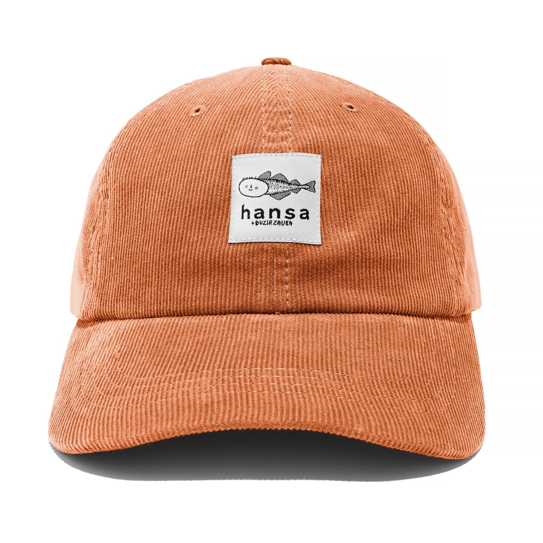 Sztruksowa czapka z daszkiem Hansa Wear x Buzia Zauer - TERAKOTA