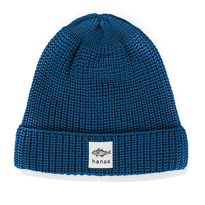 Czapka beanie Hansa Wear z wełny merino kolor MORSKI