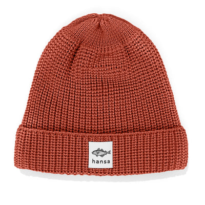 Czapka beanie Hansa Wear z wełny merino kolor MIEDZIANY