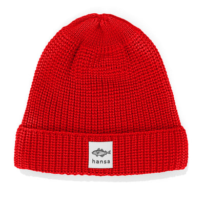 Czapka beanie Hansa Wear z wełny merino kolor CZERWONY
