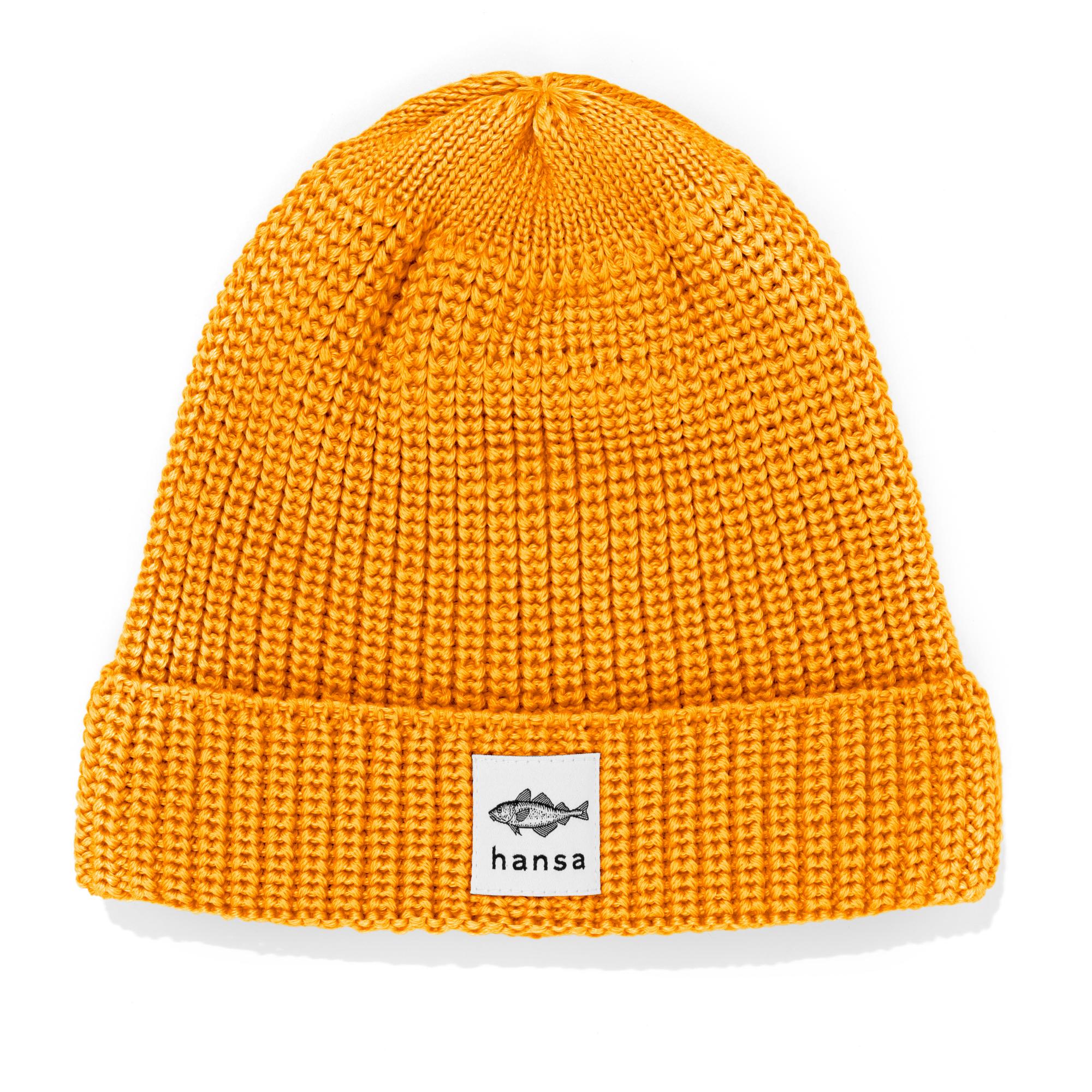 Czapka beanie Hansa Wear z wełny merino kolor POMARAŃCZOWY