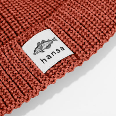 Czapka beanie Hansa Wear z wełny merino kolor MIEDZIANY