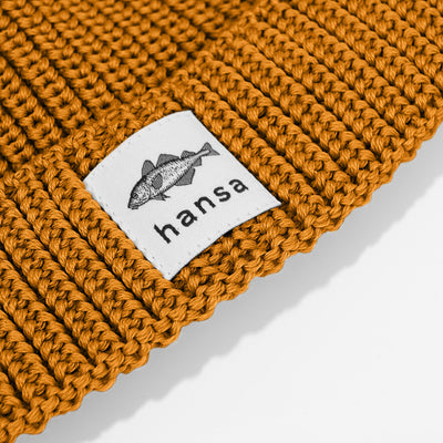Czapka beanie Hansa Wear z wełny merino kolor MUSZTARDOWY