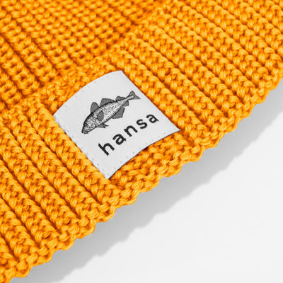 Czapka beanie Hansa Wear z wełny merino kolor POMARAŃCZOWY
