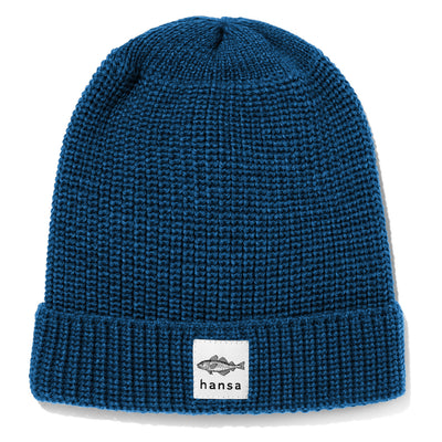 Big Fish Beanie (XL) Merino Wool Hansa Wear — Navy Blue