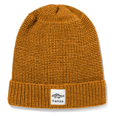 Czapka big fish beanie (XL) Hansa Wear z wełny merino MUSZTARDOWY