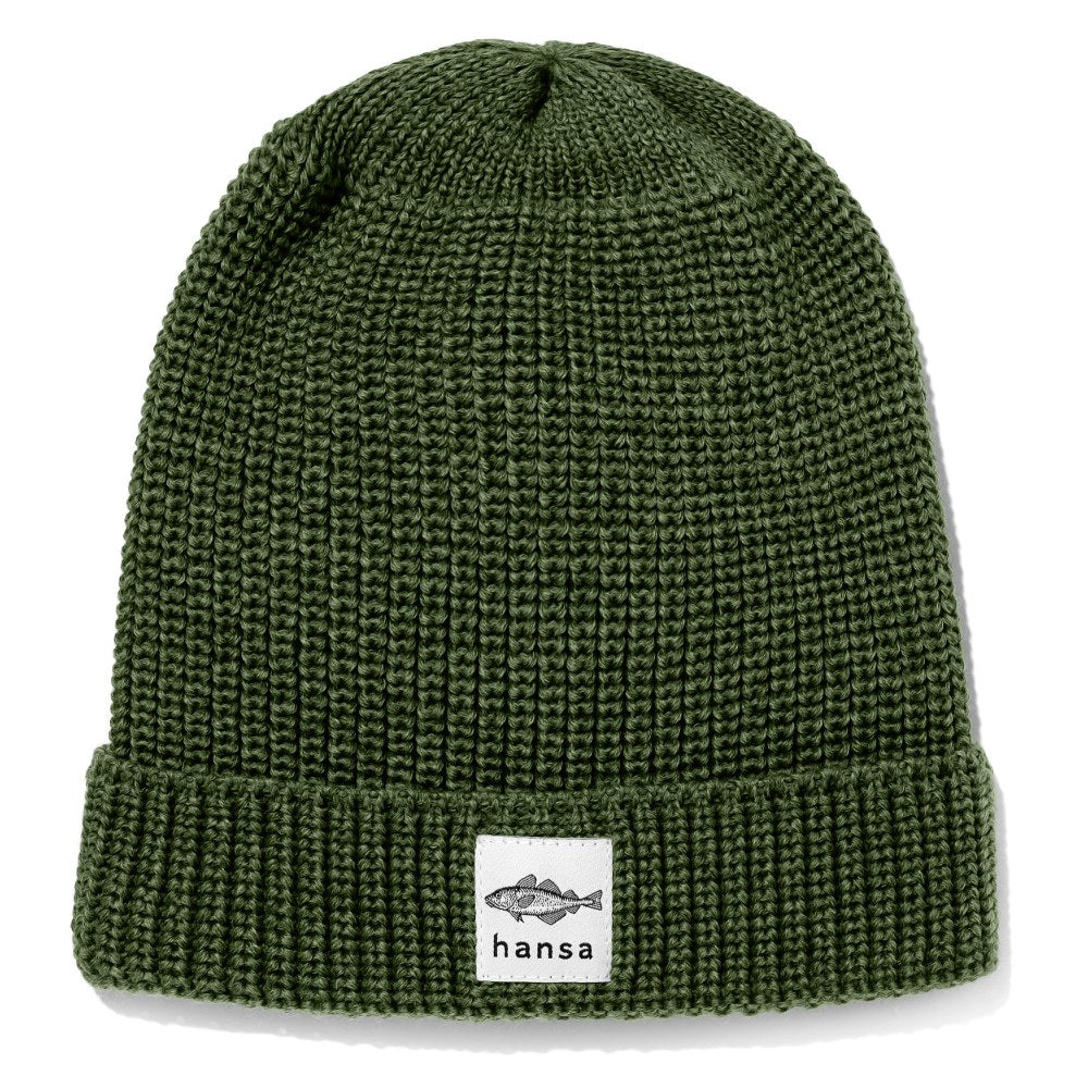 Czapka big fish beanie (XL) Hansa Wear z wełny merino ZIELEŃ MCHU
