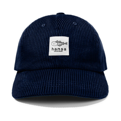 Sztruksowa czapka z daszkiem Hansa Wear x Buzia Zauer - kolor: NAVY, gruby sztruks