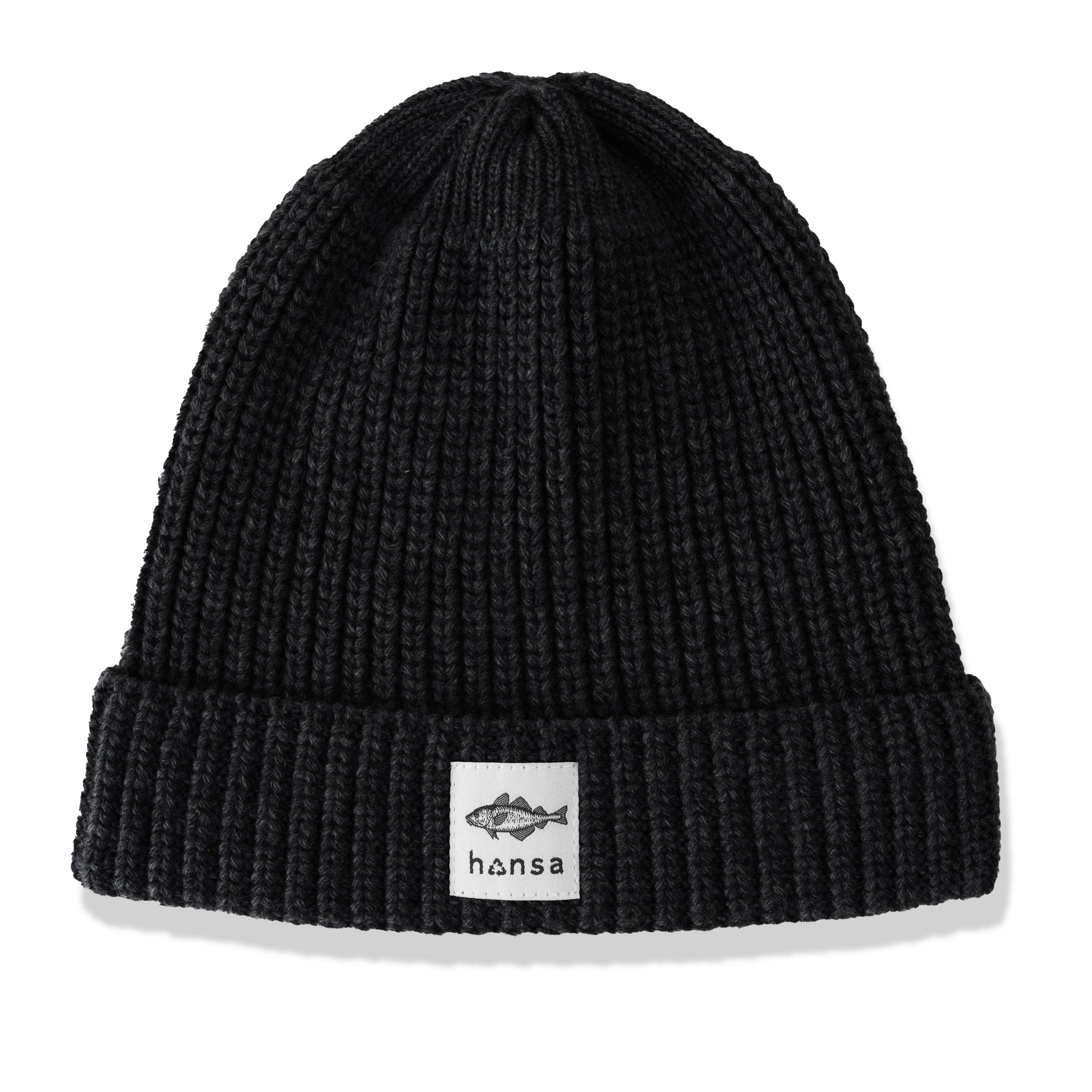 Czapka beanie Hansa Wear z wełny z recyklingu CZARNY