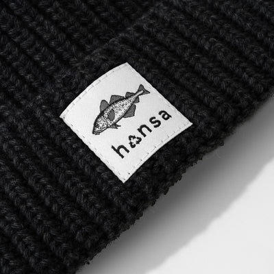 Czapka beanie Hansa Wear z wełny z recyklingu CZARNY