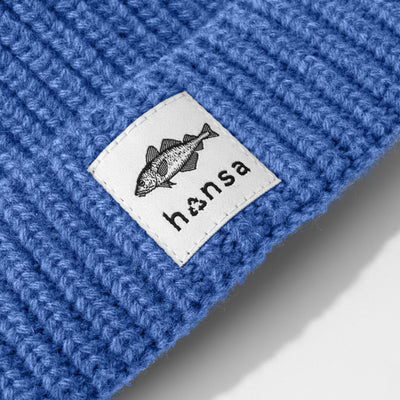 Czapka beanie Hansa Wear z wełny z recyklingu BŁĘKITNY
