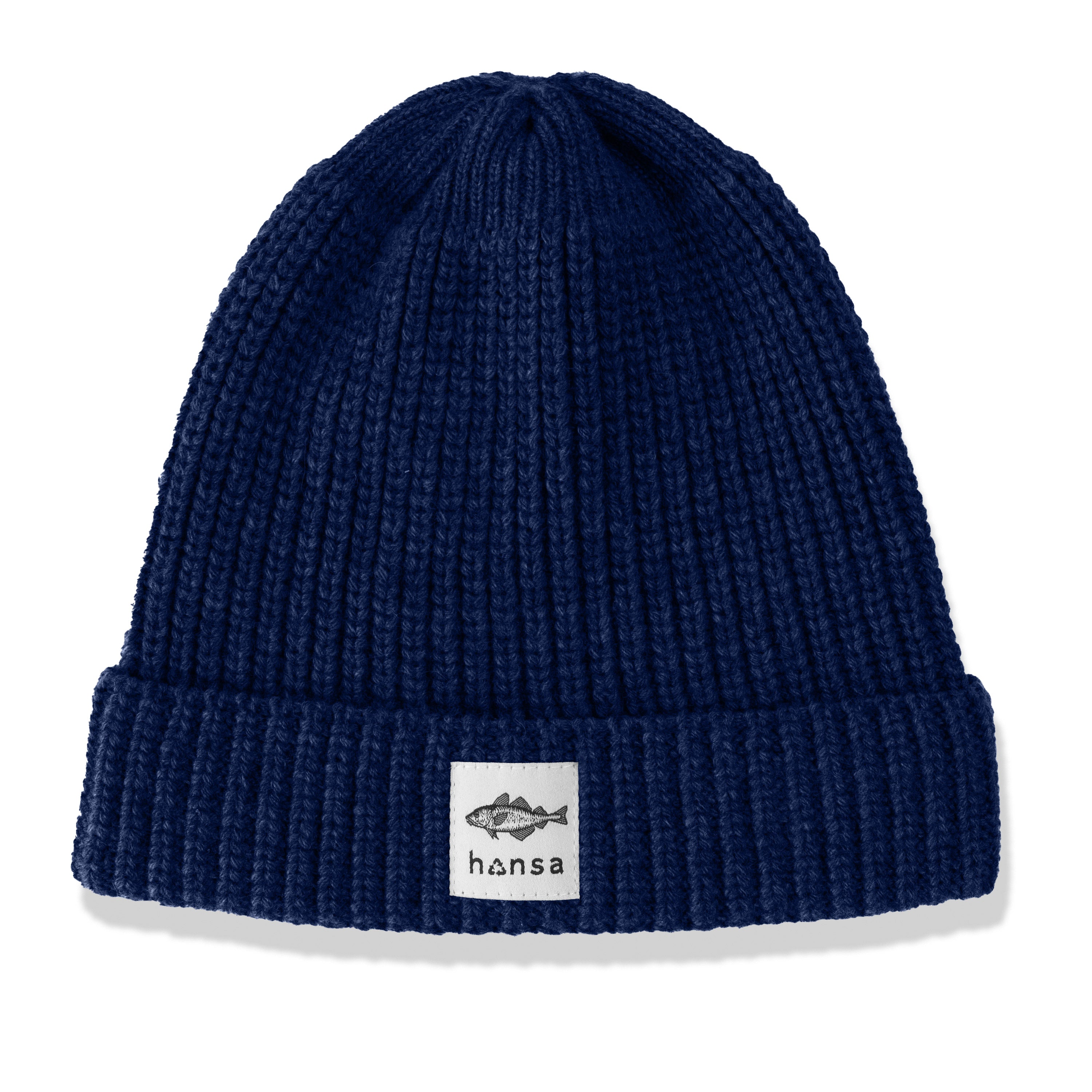 Czapka beanie Hansa Wear z wełny z recyklingu GRANATOWY