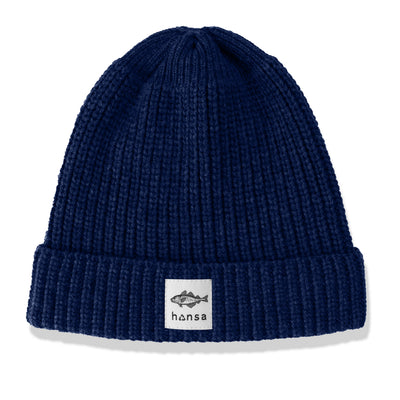 Czapka beanie Hansa Wear z wełny z recyklingu GRANATOWY