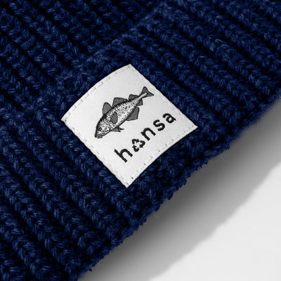 Czapka beanie Hansa Wear z wełny z recyklingu GRANATOWY