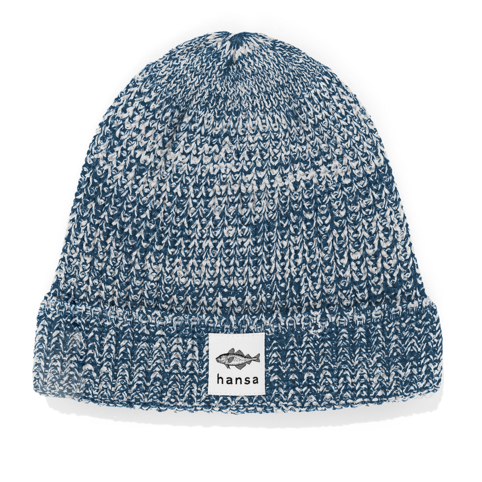 Czapka beanie Hansa Wear z wełny merino kolor MORSKI i BEŻ